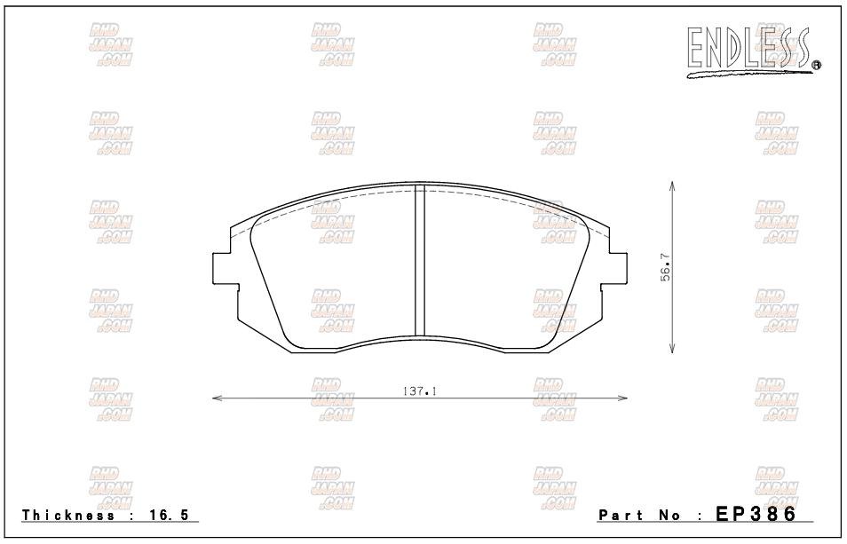 Endless Brake Pad Set Type MX72 Plus Front - EP386 - RHDJapan